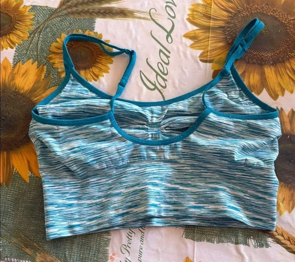 Teal and White Sports Bra - Image 2