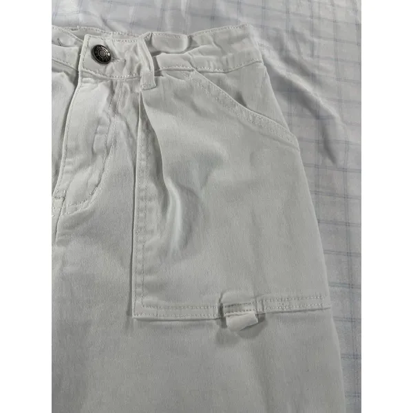 White High Rise Utility Cargo Pants Jeans Size 6 Straight Wide Leg Carpenter - Image 4