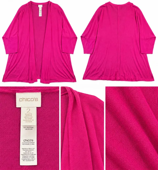 Chico's Bright Fuchsia Open-Front Women's Cardigan - Image 2