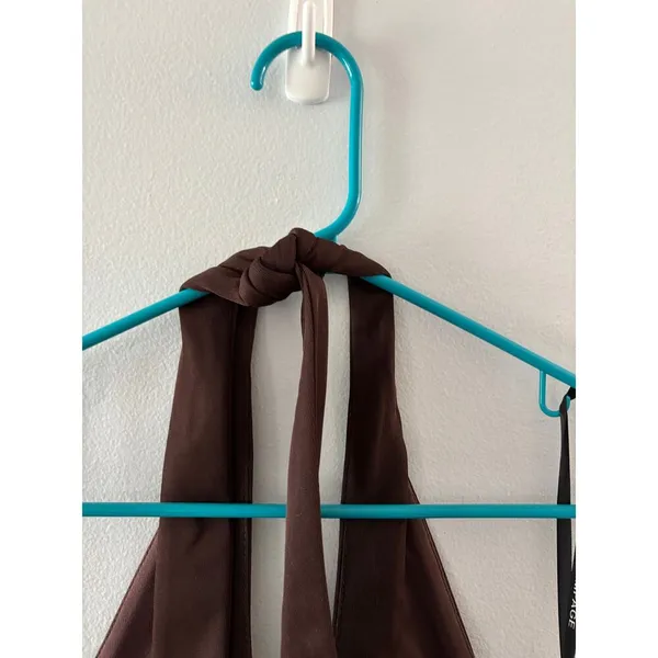 Vintage Y2K Rampage Womens Sequin Halter Dress Size Medium Brown Long Chiffon - Image 6
