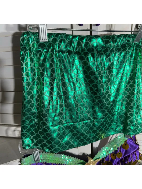 Vintage mermaid queen Halloween costume top bodysuit dress headband beaded L - Image 10