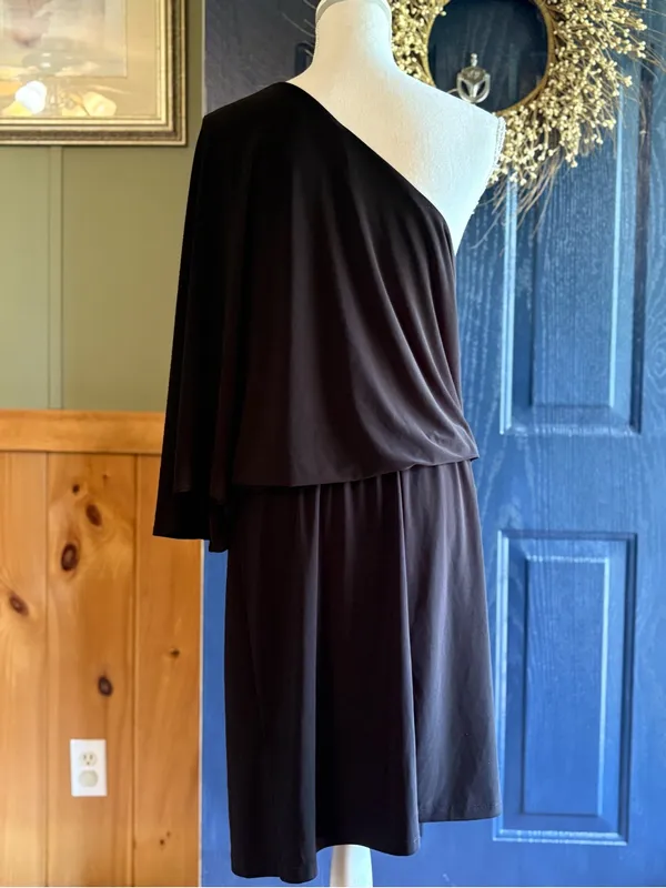 Annalee + Hope One-Shoulder Black Draped Cocktail Dress size XL - Image 4