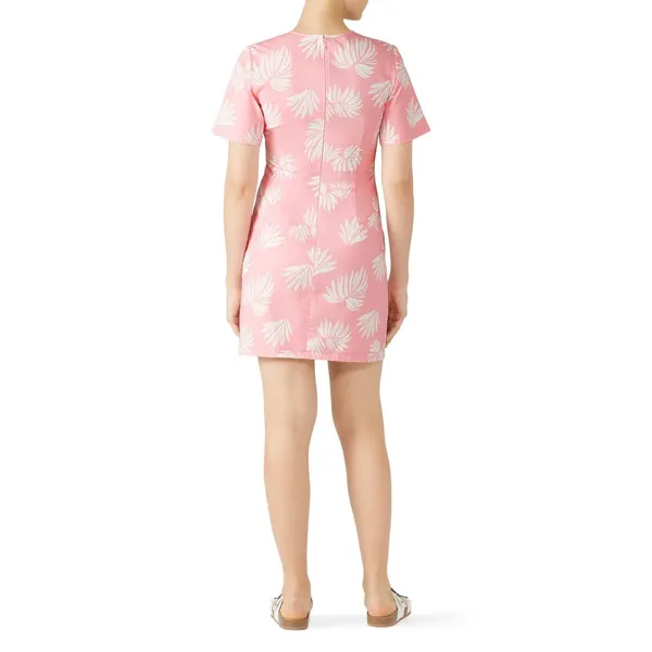 Cinq à Sept Pink White Tropical Leaves Cotton Blend Phoenix Madison Dress sz 14 - Image 11