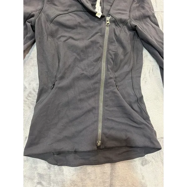 Lululemon Jacket Womens Black Asymmetrical Zip Thumbhole Activewear 2 - Image 3