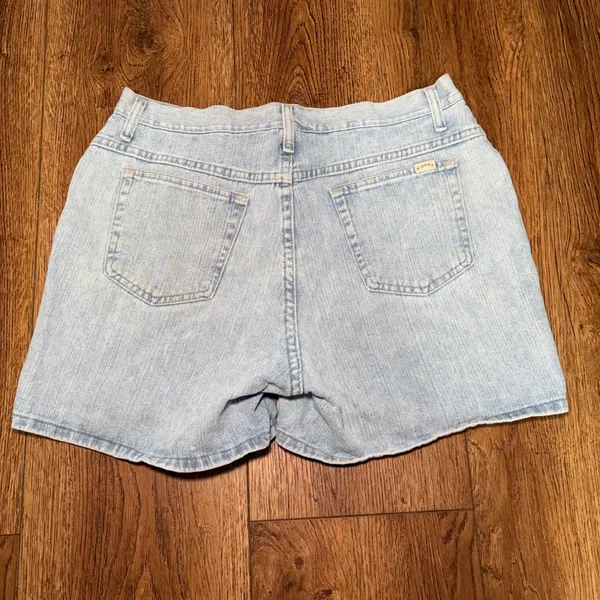 90s Riders‎ by Lee High Waisted Light Wash Denim Shorts Womens 14 100% Cotton - Image 2