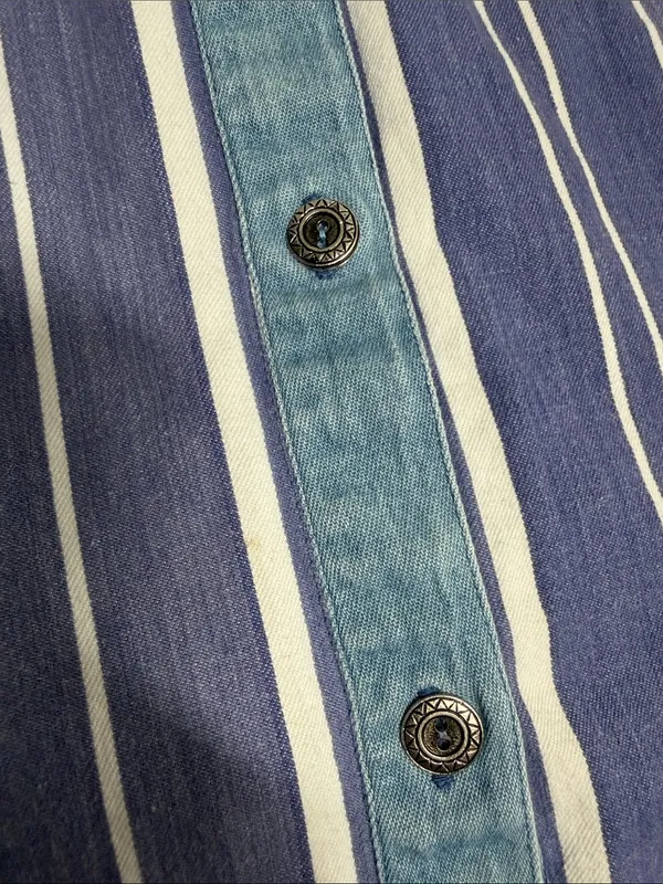 VTG Gordon & James Sleeves Denim Striped Button Down Aztec Western Top Medium - Image 4