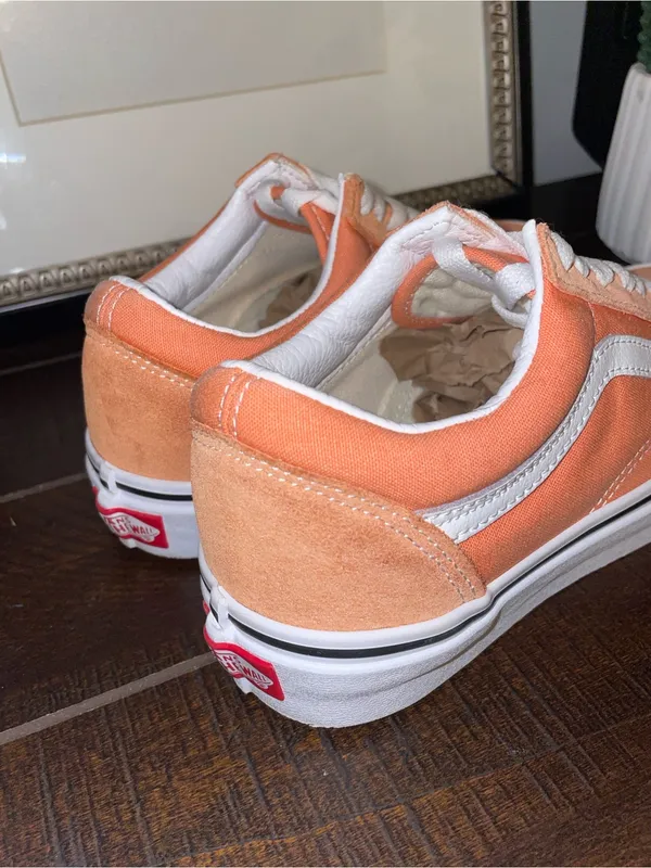 Vans Off The Walls Orange & White Low Top Old Skool Sneakers Size 7 NWOT - Image 5