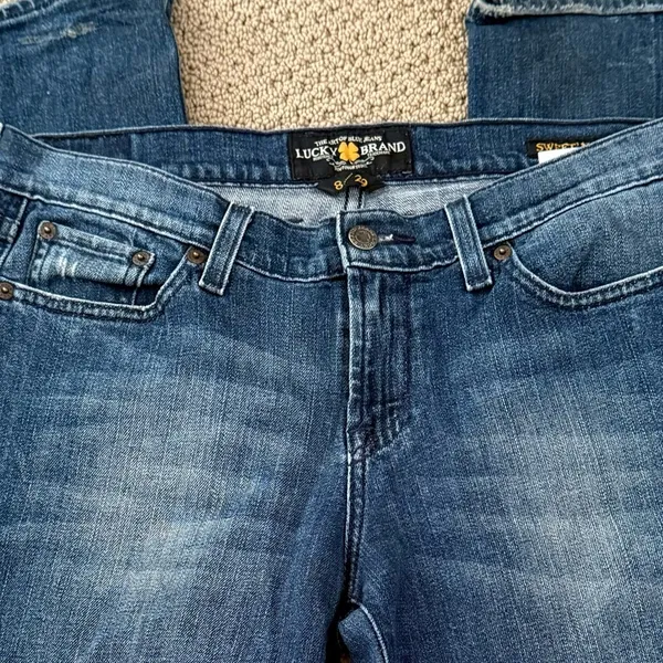 Lucky Brand Women's Sweet N Low Flair Distressed Denim Blue Jeans - Image 3