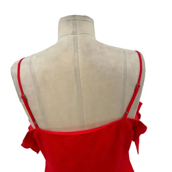 Abercrombie and Fitch Dress Sheath Tie Off the Shoulder Linen‎ Blend Red Size 4 - Image 12