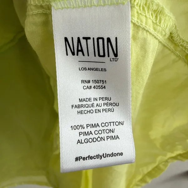Nation LTD Luella Tiered Mini Dress in Tennis Ball Pima Cotton Pockets Sz Medium - Image 7