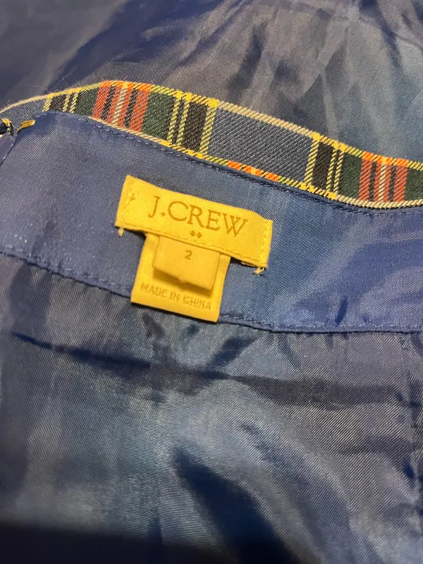J.CREW Blue Plaid Wool Blend Mini Skirt - Size 2 - Image 4
