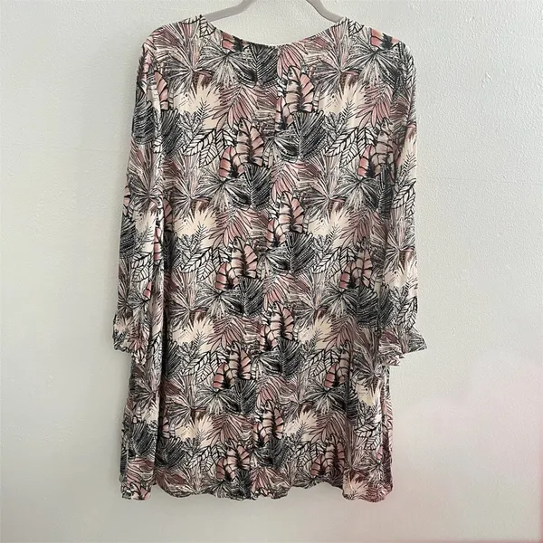 NEW Anthropologie Boho Palm Print Lace-Up Tunic Dress Size LARGE - Image 6