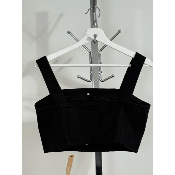 Reformation Chrissy Denim Crop Top Black Women’s Size 8 Button Front Tank NWT - Image 7