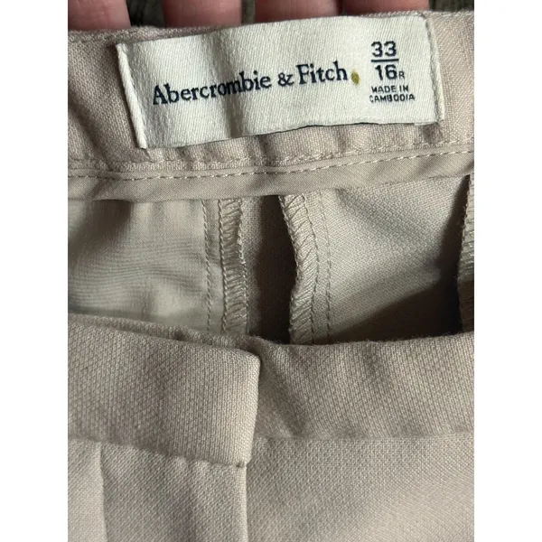 Abercrombie Sloane Low Rise Tailored Slim Boot Pants Tan Beige Size 33/16R NWT - Image 7