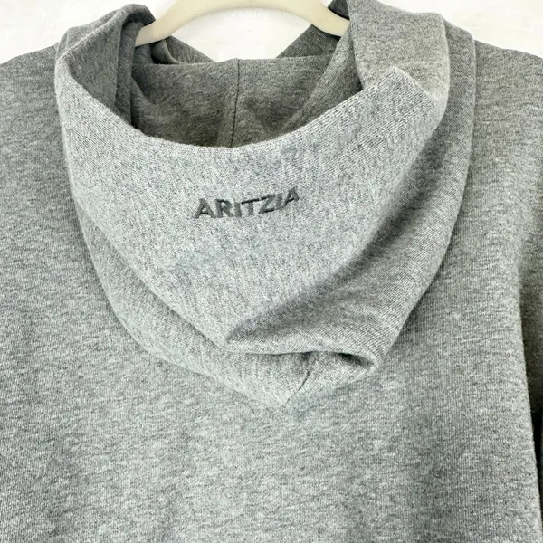 Aritzia Sweatfleece Perfect Raw Hem Hoodie Size Medium NWT Heather Dark Grey - Image 6