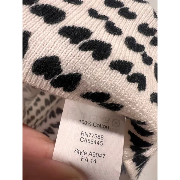 J.Crew Women’s Cotton Black and White Hearts Cardigan XL - Image 6
