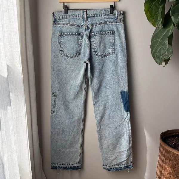 Revice Denim Manhattan / Greenwich Village Patchwork Raw Hem Acid Wash Y2K Jeans - Image 8