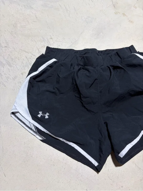 Under Armour Black Women's Athletic Shorts with White Trim small - Image 2