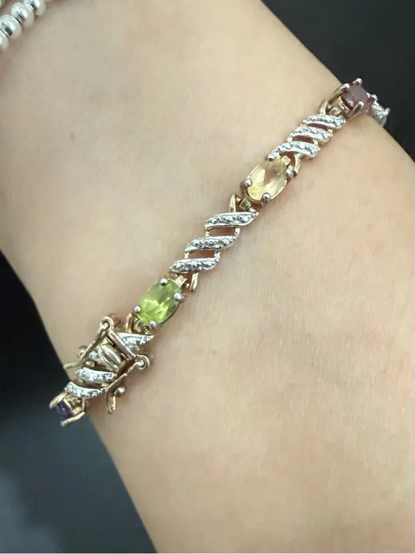 Ross Simons 925 Gold Over Sterling Silver Vermeil Multicolored Gem 7.5” Bracelet - Image 7