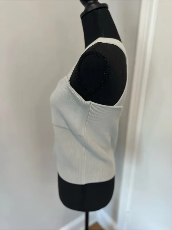 NWOT Abercrombie & Fitch SzXXL light gray Ottoman Ribbed Cross-Back Sweater Tank - Image 3
