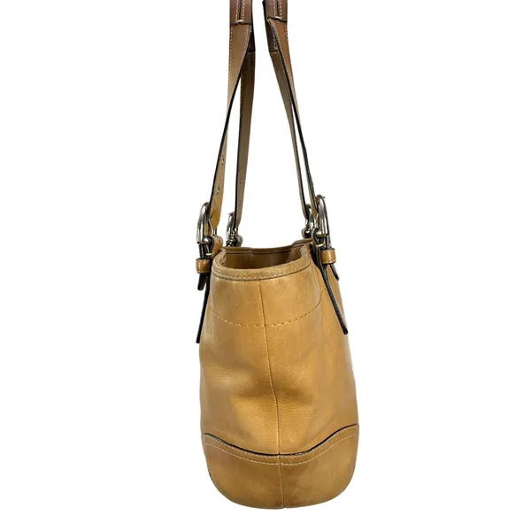Coach Tan Leather Tote Shoulder Bag Adjustable Strap Hangtag Large Purse - Image 16