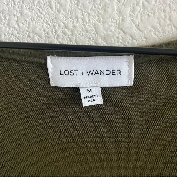 Lost + Wander Green Textured Long Sleeve Green Dress Medium - Image 2