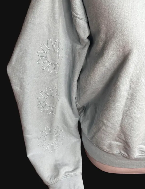 American Eagle Outfitters light blue sweatshirt with embroidered daisy design. Size - S - Image 2