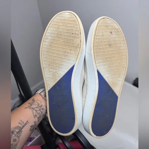 Rothy’s The Original Slip-On Sneaker Off-White/ Light Gray Sz 10 - Image 9