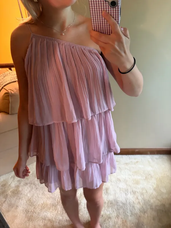 Lulus One Shoulder Dress Womens Medium Pink Tiered Ruffle Cocktail NWT - Image 2