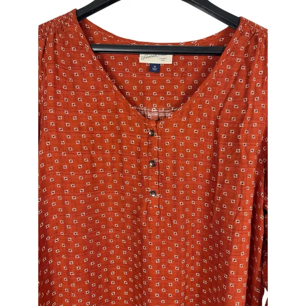 Universal Threads Orange Patterned Long Sleeve  Pullover Lightweight Top XS - Image 3