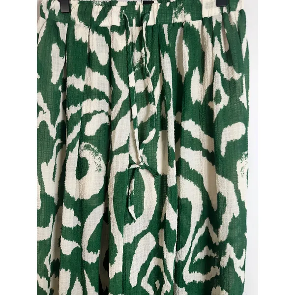 Cider Green Abstract Ikat Print Wide Leg Drawstring Pants‎ Womens Medium - Image 3