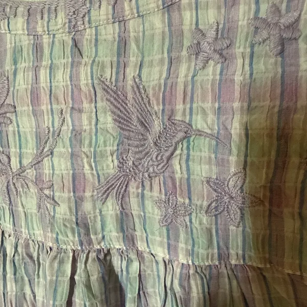 Johnny Was Malo Puff Sleeve Blouse S NWT Lavender Plaid - Image 9