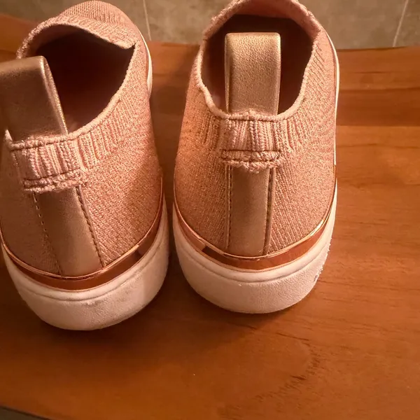 Michael Kors Rose Gold Sparkling Blush Knit Slip-On Shoes - Image 3