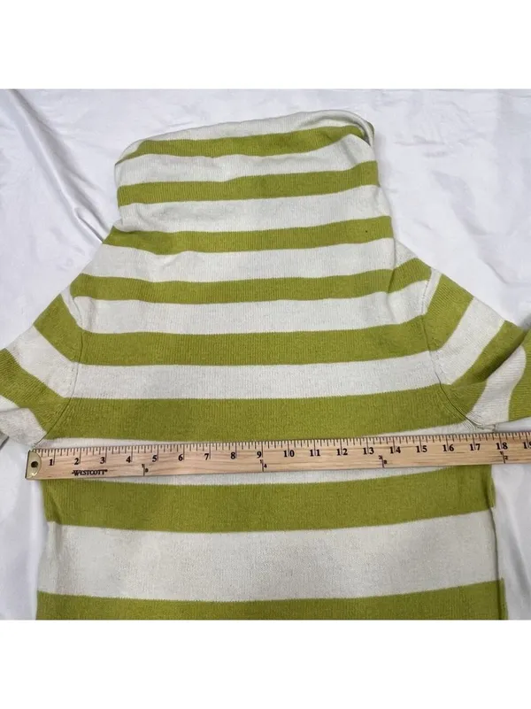American Eagle Women’s Boxy Cowl-Neck Cozy Sweater Sz M Green Stripe Y2K - Image 7