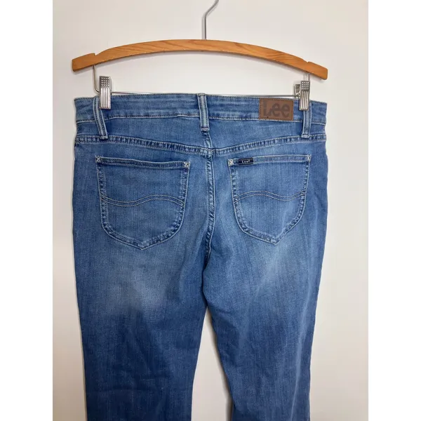 Lee Bootcut Jeans Womens 10P Blue Excellent Mid Rise Regular Fit Stretch Denim - Image 3