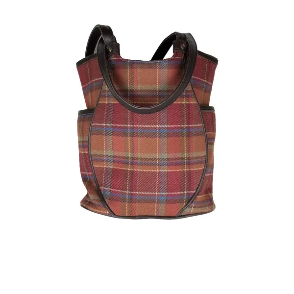 Longaberger Homestead Toboso Shoulder Leather Straps Plaid Autumn Preppy Bag - Image 2