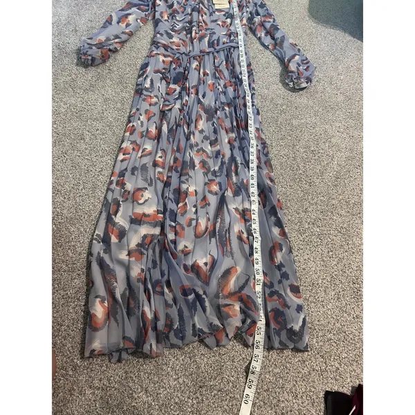 Lévi d'or‎ Women's Size 44 Leopard Print Maxi Dress Long Sleeve Pleated - Image 8