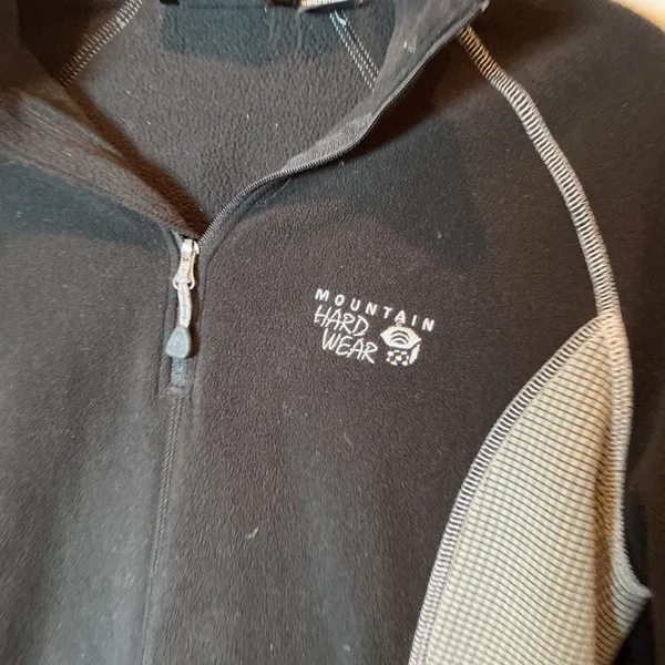 Mountain Hardwear Womens Fleece Pullover Black Grey Houndstooth Quarter Zip Sz M - Image 2
