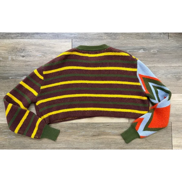 BDG Urban Outfitters Cropped Graphic Sweater Womens Small Retro Pattern Knit - Image 4