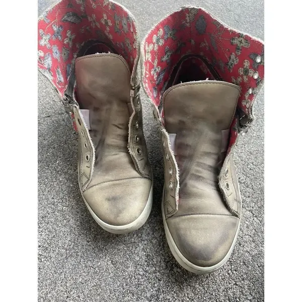 Le Crown Handmade in Italy Distressed Leather Convertible High Low Sneakers 37 - Image 12