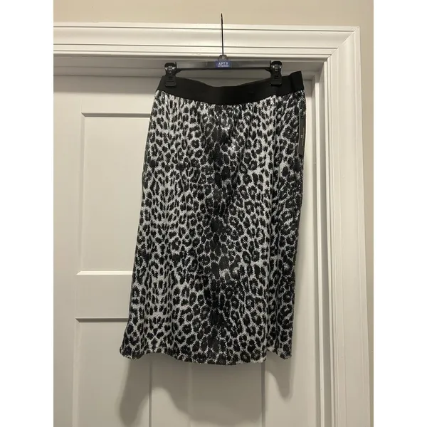 NWT Worthington Plus A-Line Skirt Winter Leopard Sequin Size 2X Lined Stretchy - Image 6