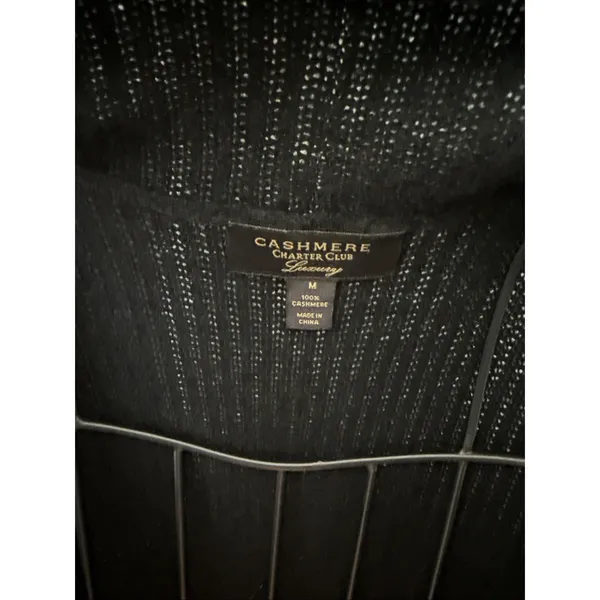 Charter‎ Club Luxury 100% Cashmere Black Duster Sweater Vest Ribbed - Image 3
