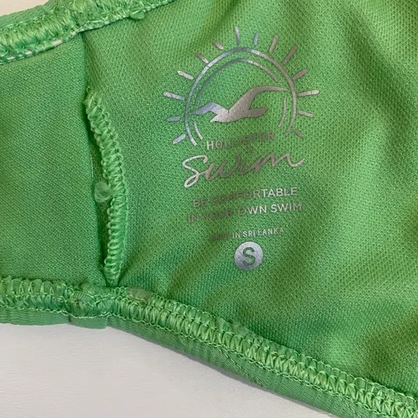Hollister Sage Green Textured Triangle‎ Wrap Bikini Set S Top XS Cheeky Bottoms - Image 9