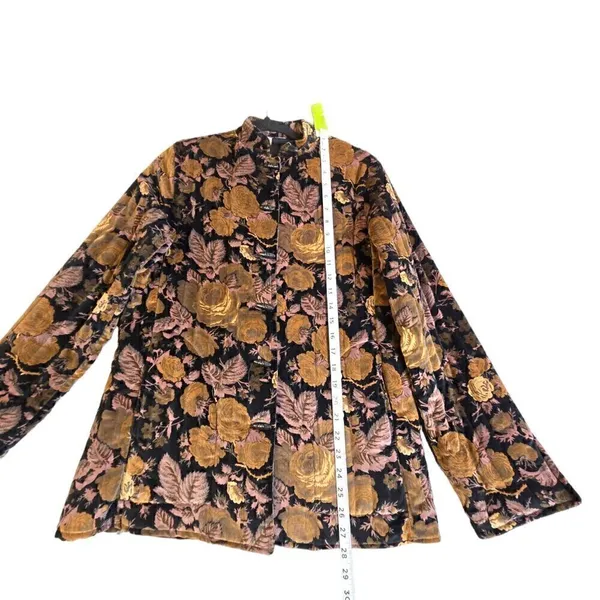 Sun N Sand Womens Small Quilted Jacket Floral Brown Black Fall Colors - Image 5