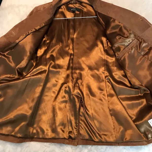 Dennis by Dennis Basso genuine leather jacket blazer Women’s size medium brown - Image 3