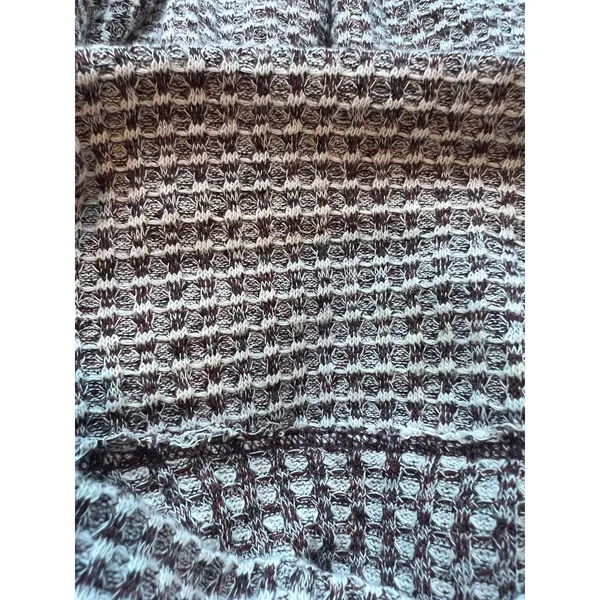Free People BK Thermal Turtleneck Cropped Top Wine Red White‎ L - Image 7