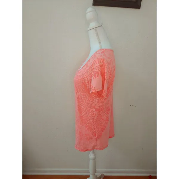 Maurices Womens Coral Graphic Short Sleeve Scoop Neck Top M - Image 2