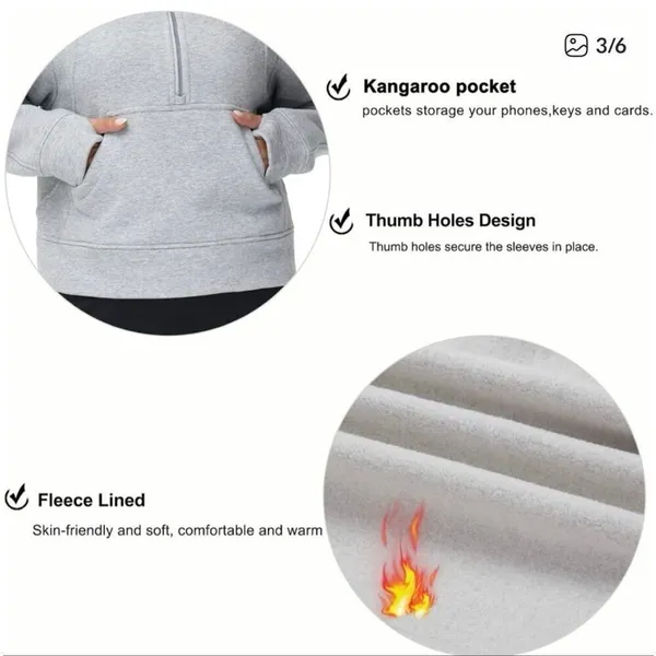 Trendy Queen grey scuba cropped quarter zip hoodie sweatshirt M - Image 14