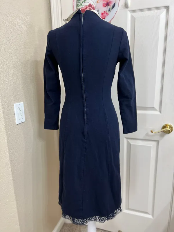 Workers Union Ladies Garment Vintage Chic Navy Double-Breasted Long Sleeve Dress size S - Image 3