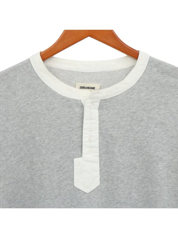 Zadig & Voltaire Watson Friends Cotton Blend Sweatshirt Grey White Trim XS - Image 4